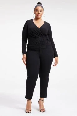 GOOD AMERICAN Tops GOOD TOUCH WRAP TOP | BLACK001