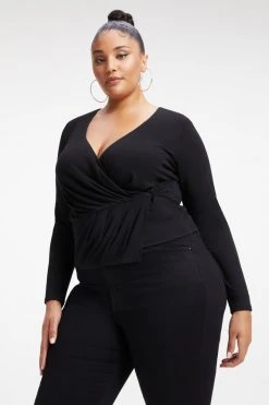 Wholesale 🥰 GOOD AMERICAN Tops GOOD TOUCH WRAP TOP | BLACK001 ⌛ 15 GOOD AMERICAN Tops GOOD TOUCH WRAP TOP | BLACK001