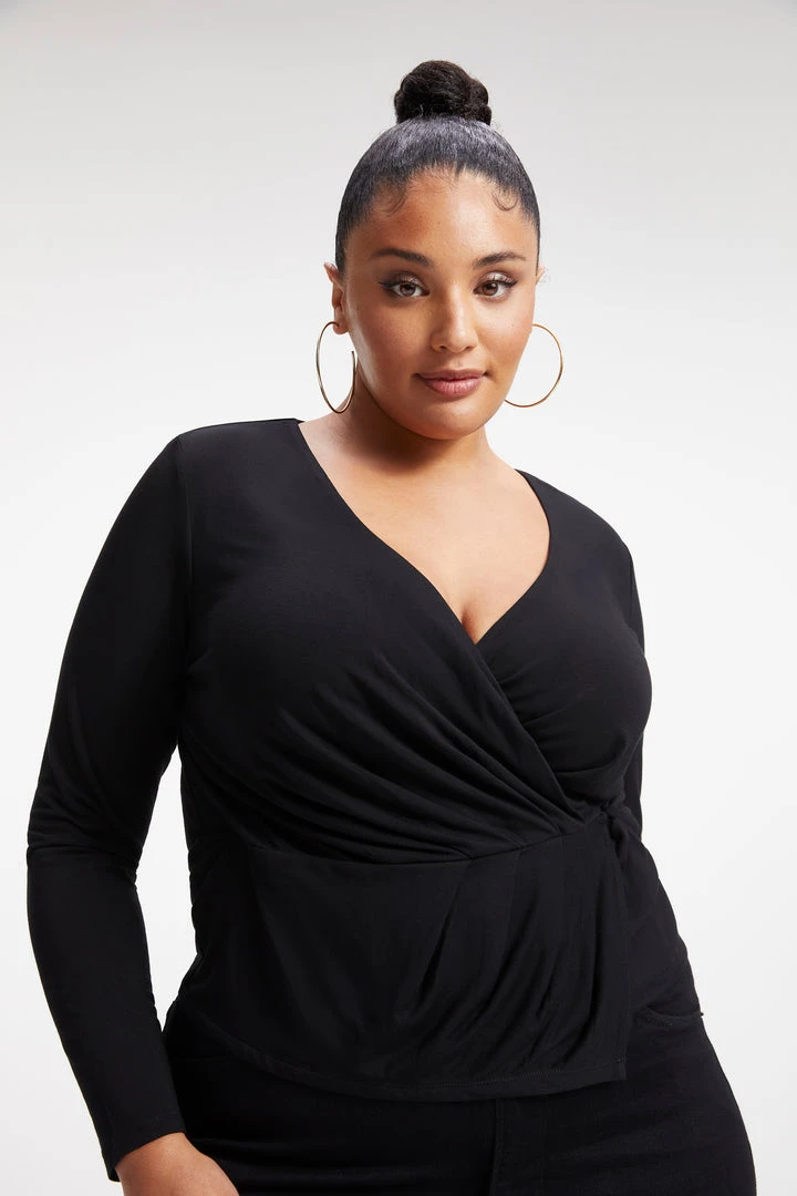 Wholesale 🥰 GOOD AMERICAN Tops GOOD TOUCH WRAP TOP | BLACK001 ⌛ 6 GOOD AMERICAN Tops GOOD TOUCH WRAP TOP | BLACK001