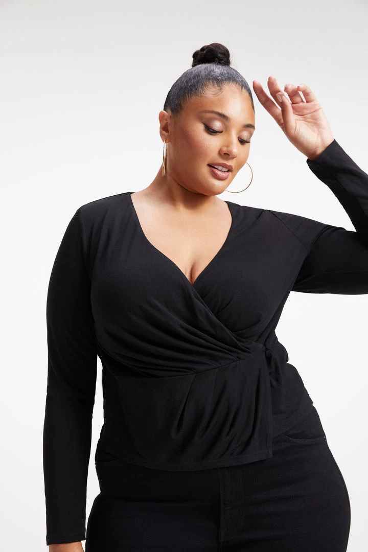 Wholesale 🥰 GOOD AMERICAN Tops GOOD TOUCH WRAP TOP | BLACK001 ⌛ 1 GOOD AMERICAN Tops GOOD TOUCH WRAP TOP | BLACK001