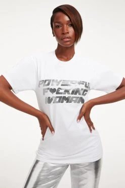 GOOD AMERICAN POWERFUL F*CKING WOMAN TEE | SILVER FOIL001