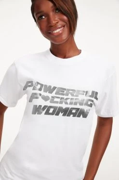 GOOD AMERICAN POWERFUL F*CKING WOMAN TEE | SILVER FOIL001