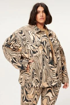 GA-SALE Tops BOYFRIEND JACKET TAN SWIRL | NATURAL SWIRL001