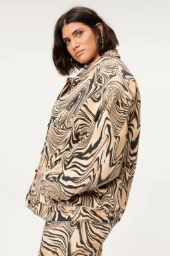 GA-SALE Tops BOYFRIEND JACKET TAN SWIRL | NATURAL SWIRL001