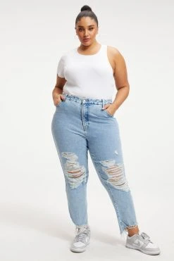 GOOD AMERICAN GOOD VINTAGE CHEWED HEM | INDIGO115