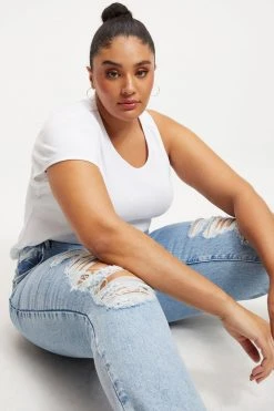 GOOD AMERICAN GOOD VINTAGE CHEWED HEM | INDIGO115