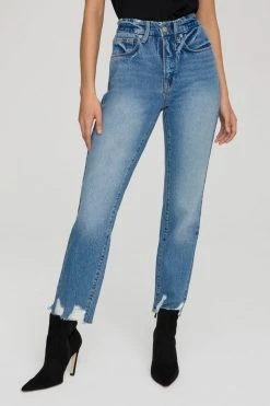 GOOD AMERICAN High Waisted GOOD VINTAGE JAGGED HEM | BLUE641