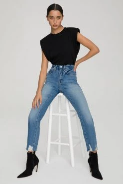 GOOD AMERICAN High Waisted GOOD VINTAGE JAGGED HEM | BLUE641