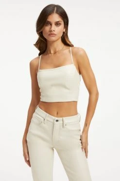 GOOD AMERICAN BETTER THAN LEATHER VACAY TOP | BONE001 Tops