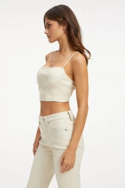 GOOD AMERICAN BETTER THAN LEATHER VACAY TOP | BONE001 Tops