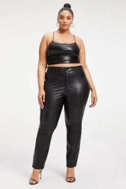 GOOD AMERICAN Tops BETTER THAN LEATHER VACAY TOP | BLACK001