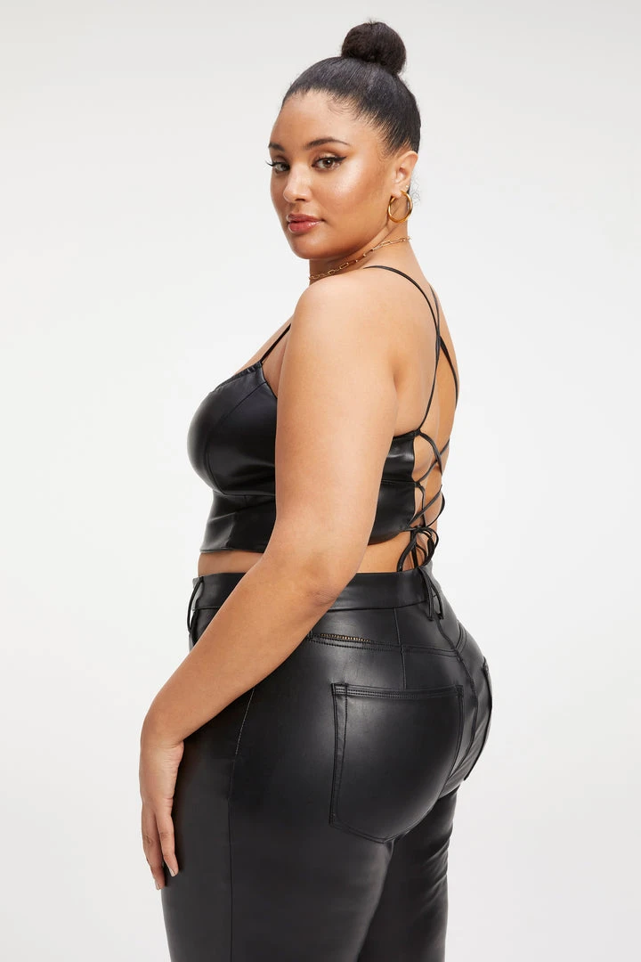 Outlet 🛒 GOOD AMERICAN Tops BETTER THAN LEATHER VACAY TOP | BLACK001 ⌛ 4 GOOD AMERICAN Tops BETTER THAN LEATHER VACAY TOP | BLACK001