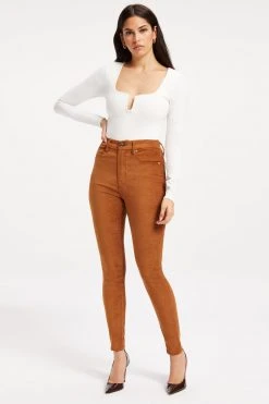 GOOD AMERICAN GOOD WAIST SUEDE-LIKE | TOBACCO01