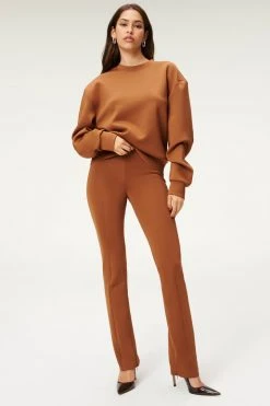 GOOD AMERICAN GOOD WAIST FLARE SCUBA PANT | BURNT CARAMEL002 Leggings & Pants