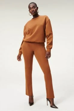 GOOD AMERICAN GOOD WAIST FLARE SCUBA PANT | BURNT CARAMEL002 Leggings & Pants