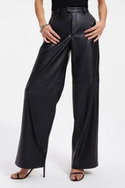 GOOD AMERICAN BETTER THAN LEATHER WIDE TROUSER | BLACK001