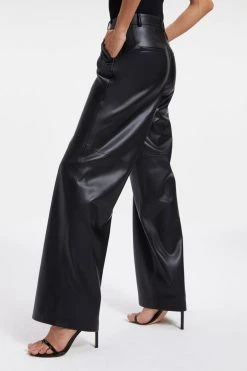 GOOD AMERICAN BETTER THAN LEATHER WIDE TROUSER | BLACK001