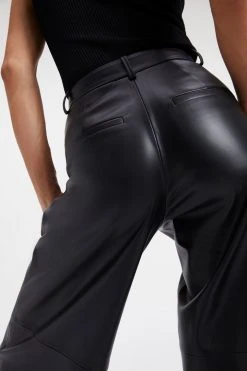 GOOD AMERICAN BETTER THAN LEATHER WIDE TROUSER | BLACK001