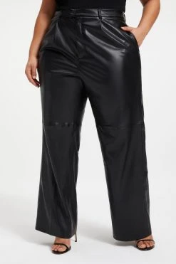 GOOD AMERICAN BETTER THAN LEATHER WIDE TROUSER | BLACK001