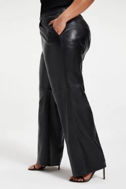 GOOD AMERICAN BETTER THAN LEATHER WIDE TROUSER | BLACK001