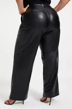 GOOD AMERICAN BETTER THAN LEATHER WIDE TROUSER | BLACK001