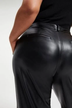 GOOD AMERICAN BETTER THAN LEATHER WIDE TROUSER | BLACK001