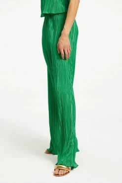 GOOD AMERICAN Leggings & Pants ALWAYS FITS PLISSÉ WIDE LEG PANTS | SUMMER GREEN002