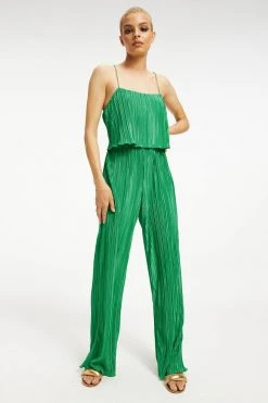 GOOD AMERICAN Leggings & Pants ALWAYS FITS PLISSÉ WIDE LEG PANTS | SUMMER GREEN002