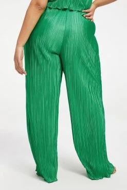 GOOD AMERICAN Leggings & Pants ALWAYS FITS PLISSÉ WIDE LEG PANTS | SUMMER GREEN002