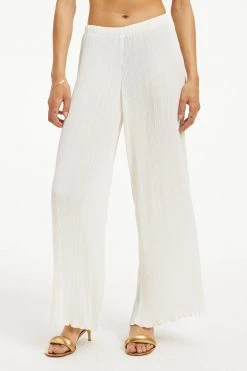 GOOD AMERICAN Leggings & Pants ALWAYS FITS PLISSÉ WIDE LEG PANTS | IVORY001