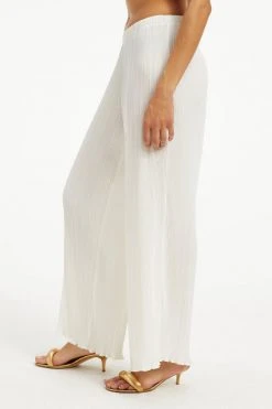 GOOD AMERICAN Leggings & Pants ALWAYS FITS PLISSÉ WIDE LEG PANTS | IVORY001