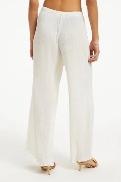 GOOD AMERICAN Leggings & Pants ALWAYS FITS PLISSÉ WIDE LEG PANTS | IVORY001