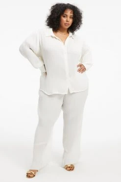 GOOD AMERICAN Leggings & Pants ALWAYS FITS PLISSÉ WIDE LEG PANTS | IVORY001