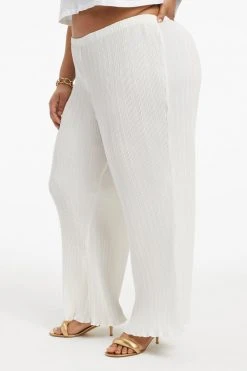 GOOD AMERICAN Leggings & Pants ALWAYS FITS PLISSÉ WIDE LEG PANTS | IVORY001