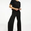 GOOD AMERICAN ALWAYS FITS PLISSÉ WIDE LEG PANTS | BLACK001 Leggings & Pants
