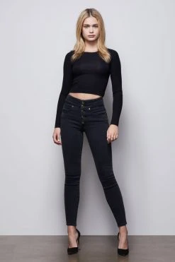 GA-SALE High Waisted GOOD WAIST BUTTON FLY | BLACK001