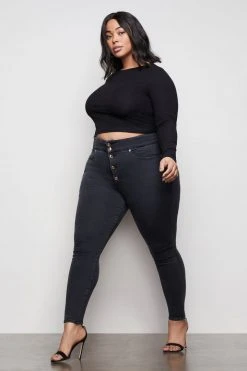 Flash Sale ⌛ GA-SALE High Waisted GOOD WAIST BUTTON FLY | BLACK001 🤩 28 GA-SALE High Waisted GOOD WAIST BUTTON FLY | BLACK001