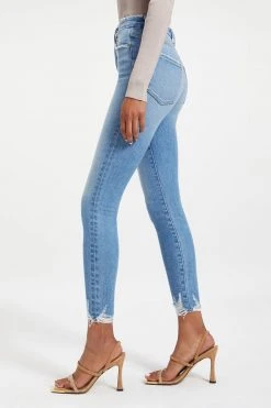 GOOD AMERICAN High Waisted GOOD WAIST CROP W/ CHEWED HEM | INDIGO021