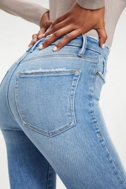 GOOD AMERICAN High Waisted GOOD WAIST CROP W/ CHEWED HEM | INDIGO021