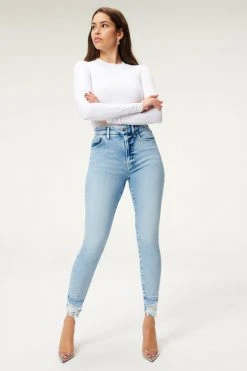 GA-SALE High Waisted GOOD WAIST CROP BROKE DOWN HEM | BLUE856