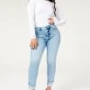 GA-SALE High Waisted GOOD WAIST CROP BROKE DOWN HEM | BLUE856
