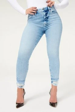GA-SALE High Waisted GOOD WAIST CROP BROKE DOWN HEM | BLUE856