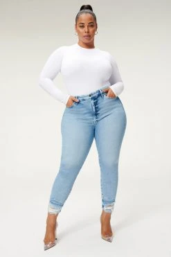 GA-SALE High Waisted GOOD WAIST CROP BROKE DOWN HEM | BLUE856