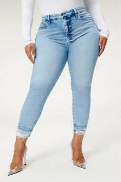 GA-SALE High Waisted GOOD WAIST CROP BROKE DOWN HEM | BLUE856