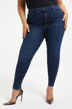 GOOD AMERICAN GOOD WAIST W/ CHEWED BACK PKTS | INDIGO203