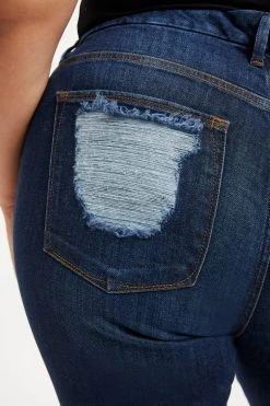 GOOD AMERICAN GOOD WAIST W/ CHEWED BACK PKTS | INDIGO203