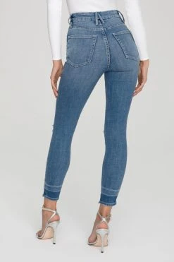 GOOD AMERICAN GOOD WAIST CROP CHEW HEM | BLUE634 High Waisted