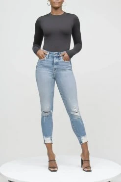 GOOD AMERICAN GOOD WAIST CROP CHEW HEM | BLUE634 High Waisted