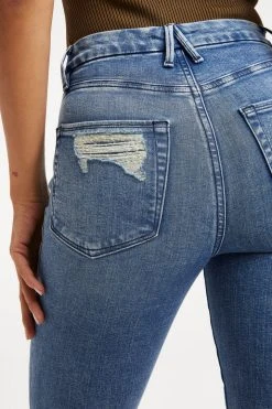 GOOD AMERICAN GOOD WAIST CROP CHEWED HEM | INDIGO020