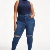 GOOD AMERICAN High Waisted GOOD WAIST CROP DEEP V YOKE | INDIGO140